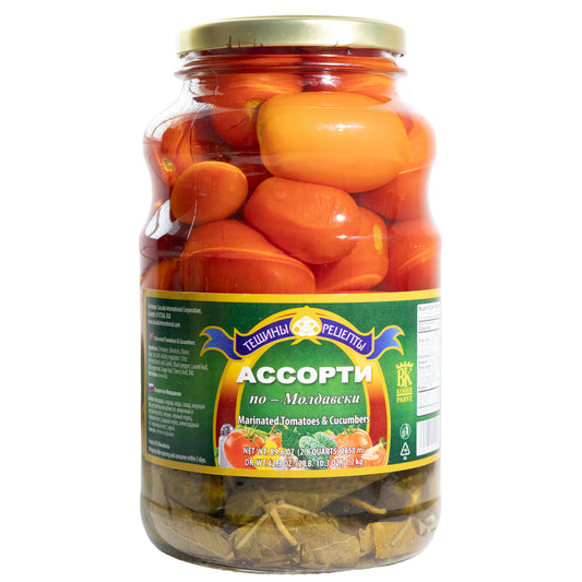 Teshchiny Recepty Marinated Tomatoes & Cucumbers Moldovan Style, 89.6oz