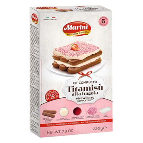 Box of Marini Tiramisu Strawberry Complete Kit, 220g
