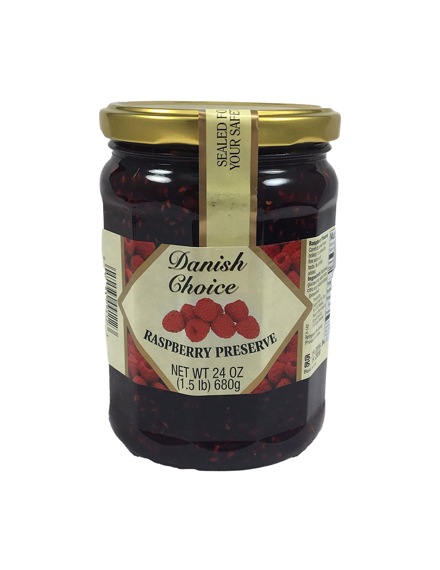 jar of Danish Choice Raspberry Preserves, 24oz