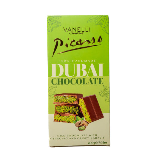 Vanelli Dubai Chocolate Milk Chocolate w/ Pistachio & Crispy Kadayif, 7.05oz