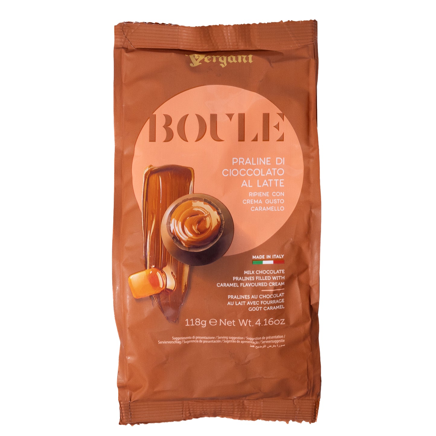 Vergani Boulle Milk Chocolate Pralines with Caramel Cream, 4.16oz