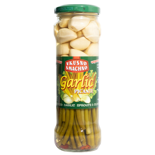 Vkusno Smachno Garlic Picante Pickled Garlic Sprouts & Cloves, 12.5oz