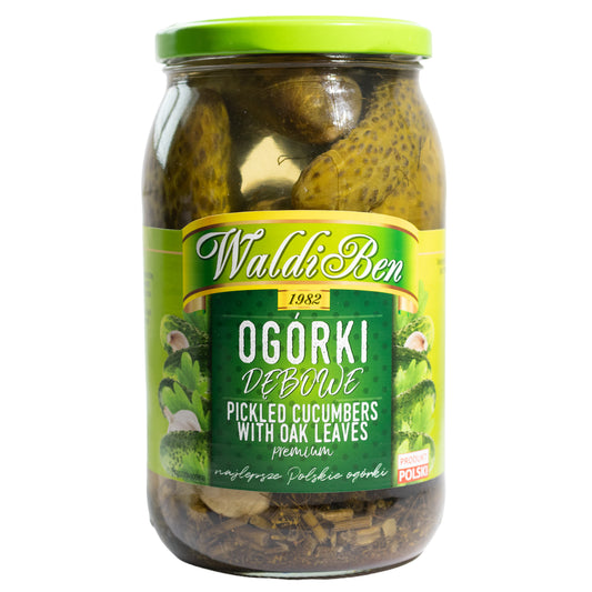 WaldiBen Pickled Cucumbers with Oak Leaves, 29.6oz