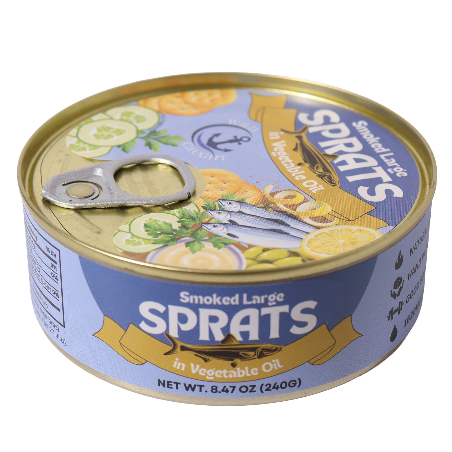 Wild Caught Smoked Large Sprats in Vegetable Oil, 8.47oz