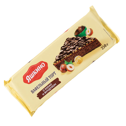 Yashkino Glazed Waffle Cake with Cocoa & Hazelnuts, 8.8oz