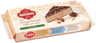 Yashkino Wafer Cake Glazed w/ Nuts, 250g