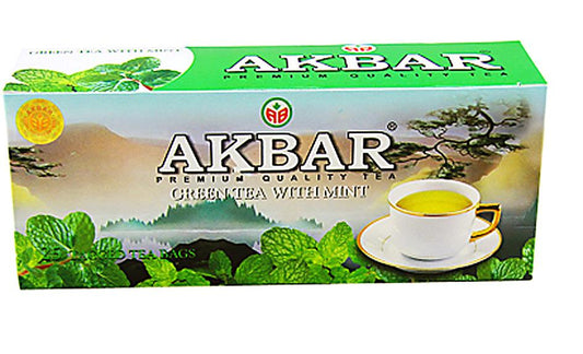 box of Akbar Green Tea With Mint, 25TB