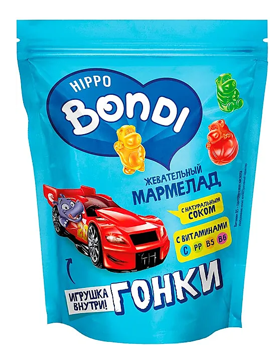 Chewing Marmalade Hippo Bondi & Friends "Racing" With A Toy, 100g