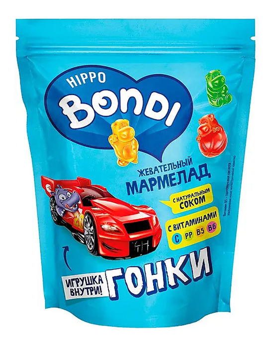 Chewing Marmalade Hippo Bondi & Friends "Racing" With A Toy, 100g