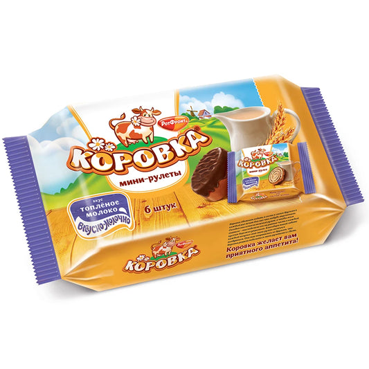 Korovka Sponge-Rolls w/ Confectionary Glazing Baked Milk Flavor, 210g