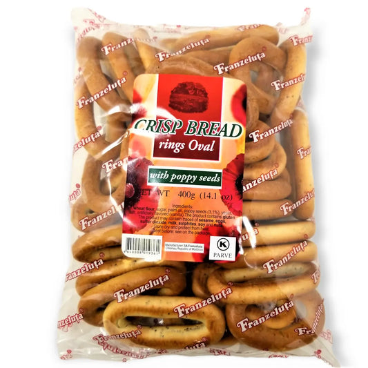 pack of Oval Crisp Bread Rings w/ Poppy Seeds, 400g