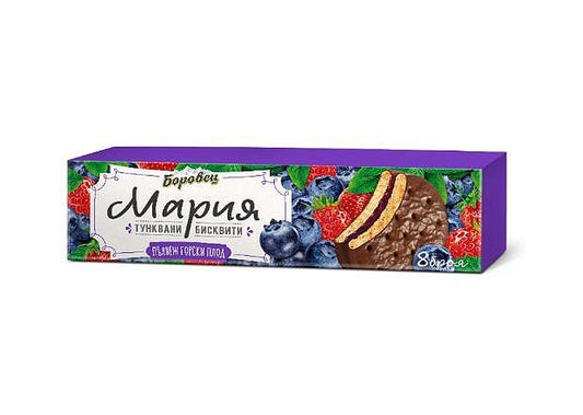 Borovets Biscuits w/ Wild Berries Filling & Cocoa Coating, 200g