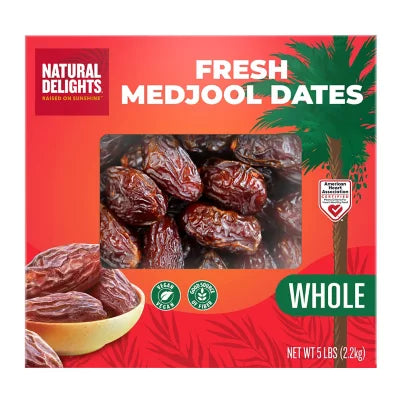 pack of Natural Delights Fresh Medjool Dates, 5 lbs