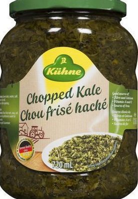 jar of Kiihne Chopped Kale, 680g