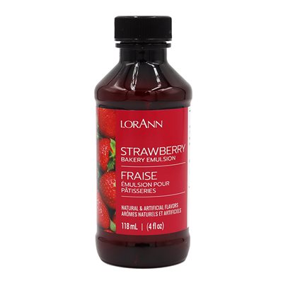 Bottle of Lorann Strawberry Bakery Emulsion, 4fl oz