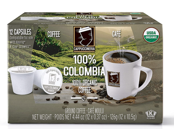 Box of Cappuccineria 100% Colombia Coffee, #12K-Cups