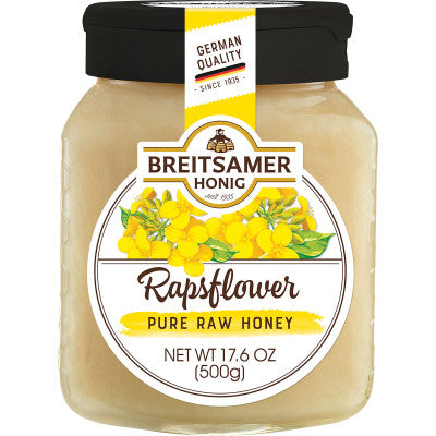 jar of Breitsamer Honig Rapsflower Pure Raw Honey, 500g