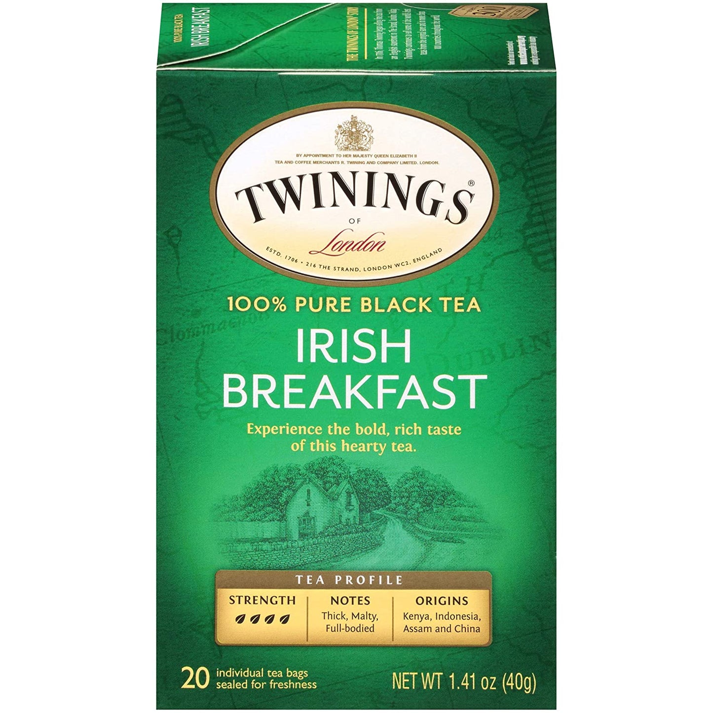 pack of Twinings Irish Breakfast Black Tea, 20TB