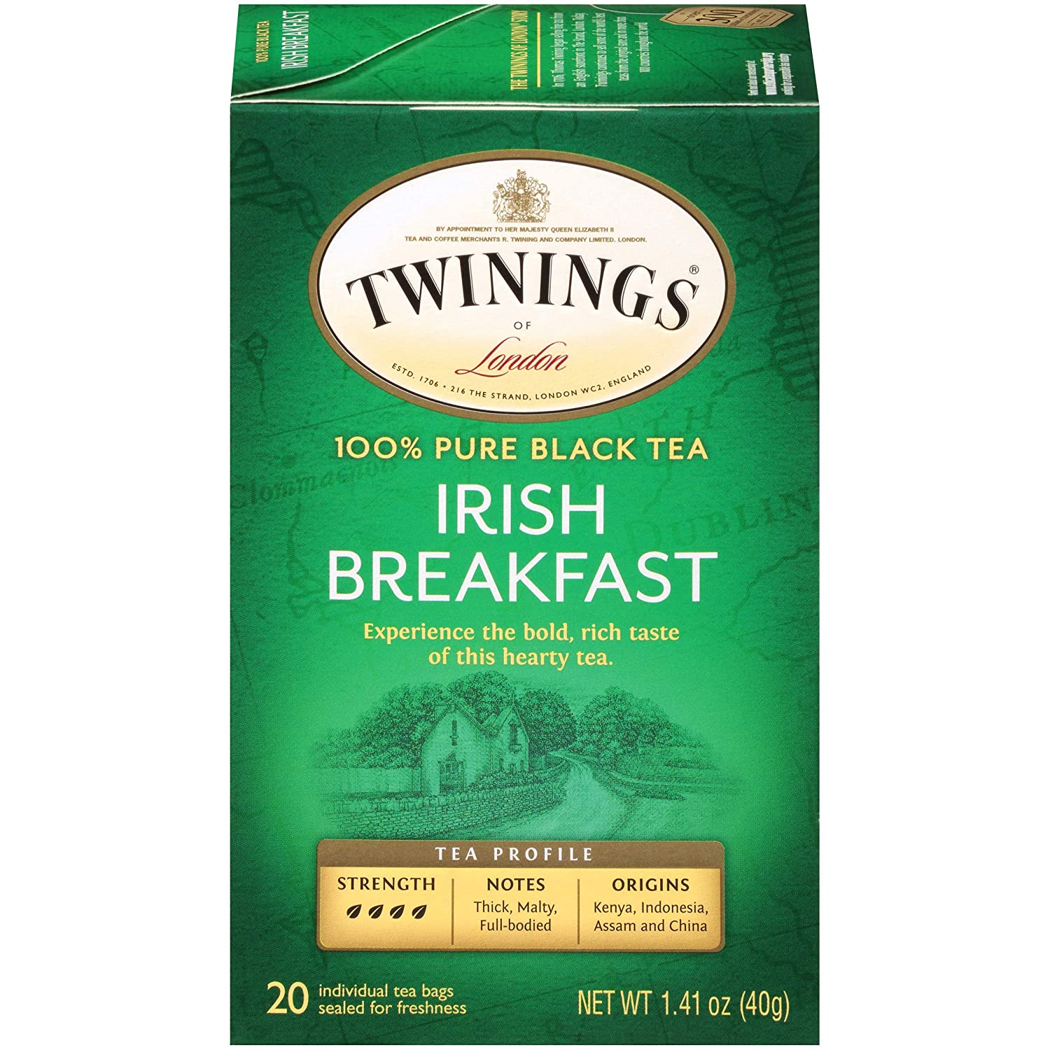 pack of Twinings Irish Breakfast Black Tea, 20TB