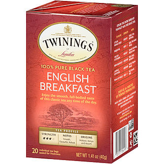 box of Twinings English Breakfast Black Tea, 20TB