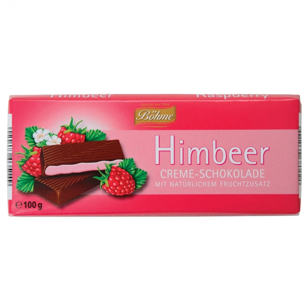 pack of Böhme Chocolate with Raspberry-Cream Filling, 100g
