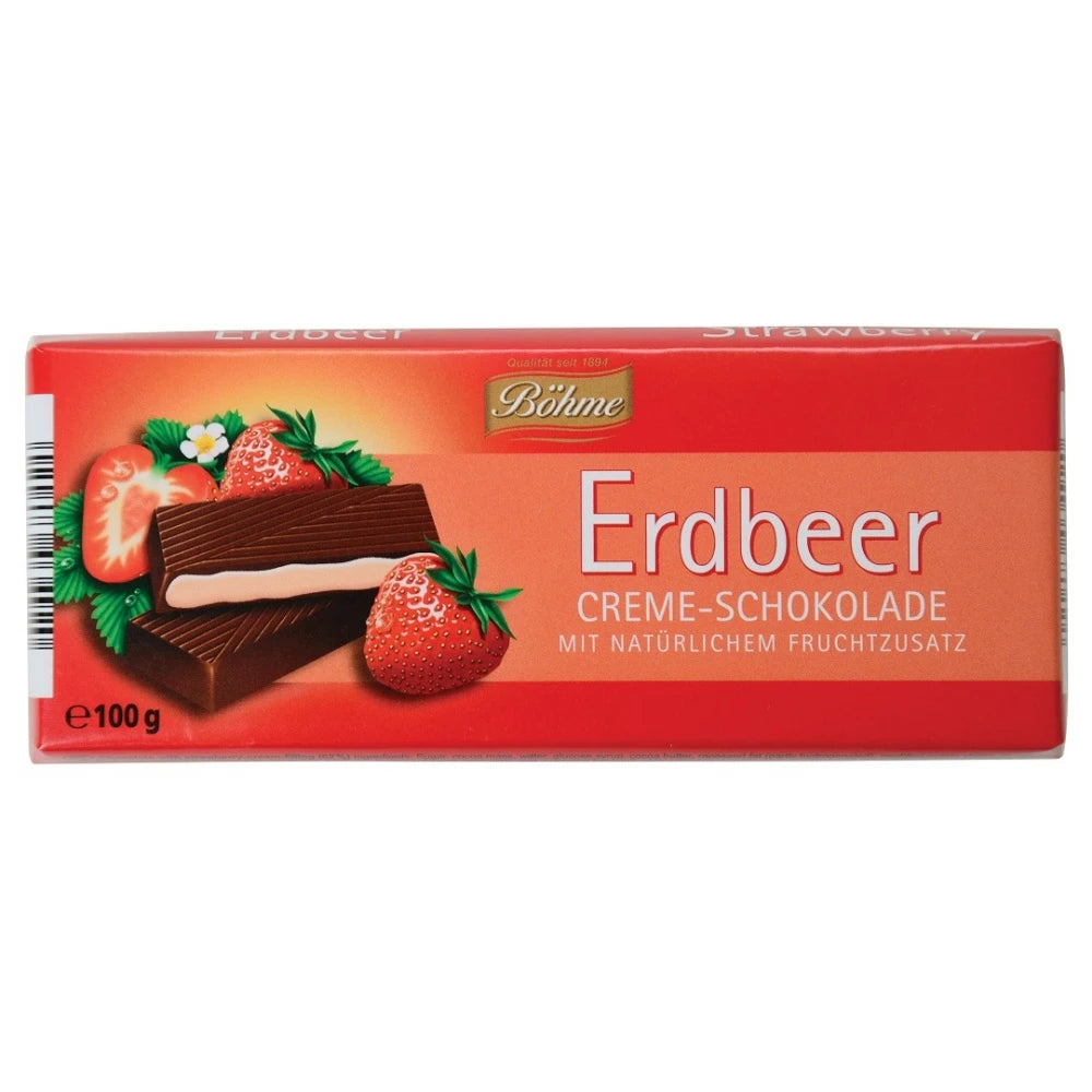 pack of Böhme Chocolate with Strawberry-Cream Filling, 100g