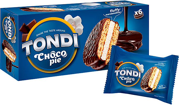 Box of Tondi Choco Pie Soft Biscuits (6 Count), 180g