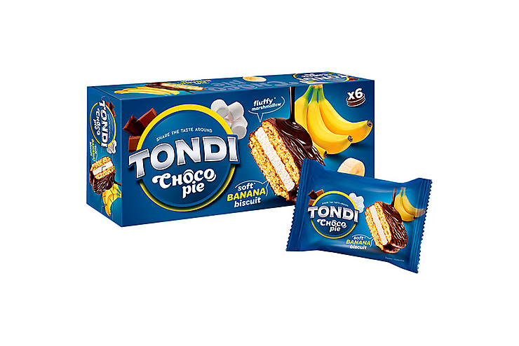 Pack of Tondi Choco Pie Soft Banana Biscuits (6 Count), 180g