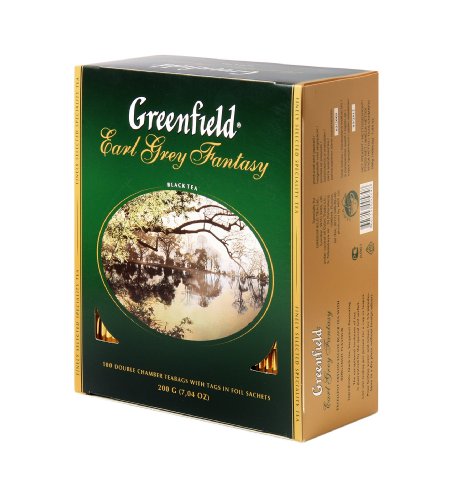 box of Greenfield Earl Grey Fantasy Black Tea, 100TB