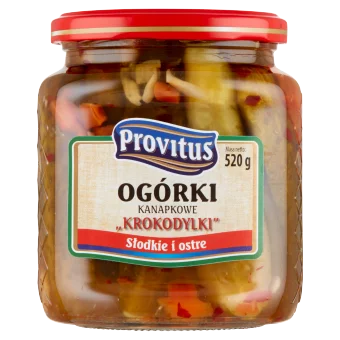 jar of Provitus Sandwich Cucumbers Sweet & Spicy, 520g
