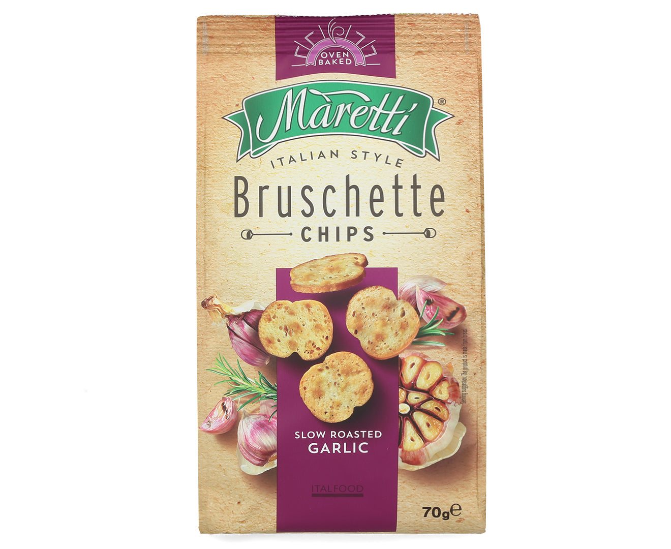 pack of Maretti Slow Roasted Garlic Bruschette Chips, 70g