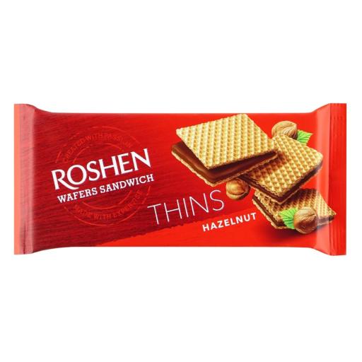 Pack of Roshen Thins Hazelnut Wafers Sandwich, 55g