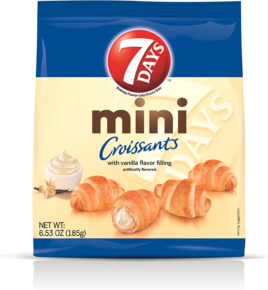 pack of 7 Days Mini Croissants w/ Vanilla Flavor Filling, 185g
