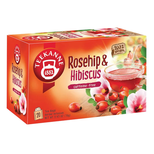 box of Teekanne Rosehip & Hibiscus Fruit Infusion Tea, 20TB