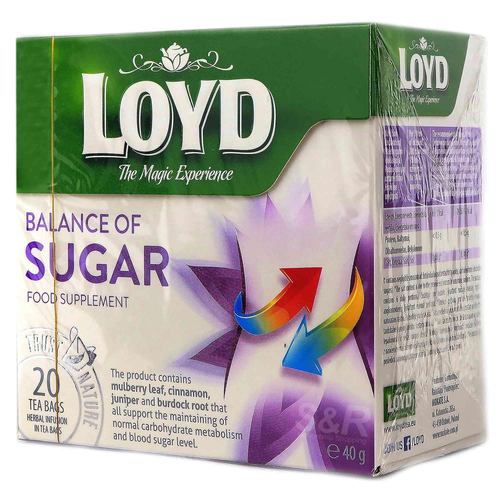 box of Loyd Balance Of Sugar Food Supplement, 20TB