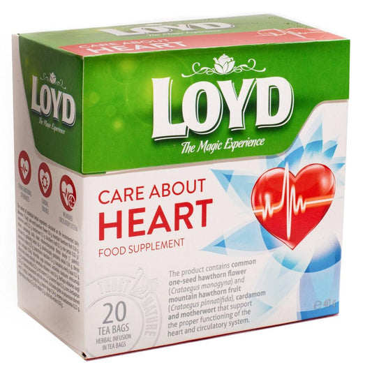 box of Loyd Care About Heart Food Supplement, 20TB