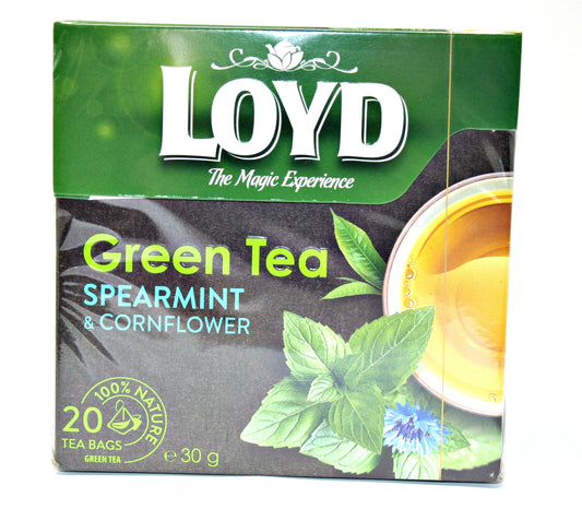 box of Loyd Spearmint & Cornflower Green Tea, 20TB