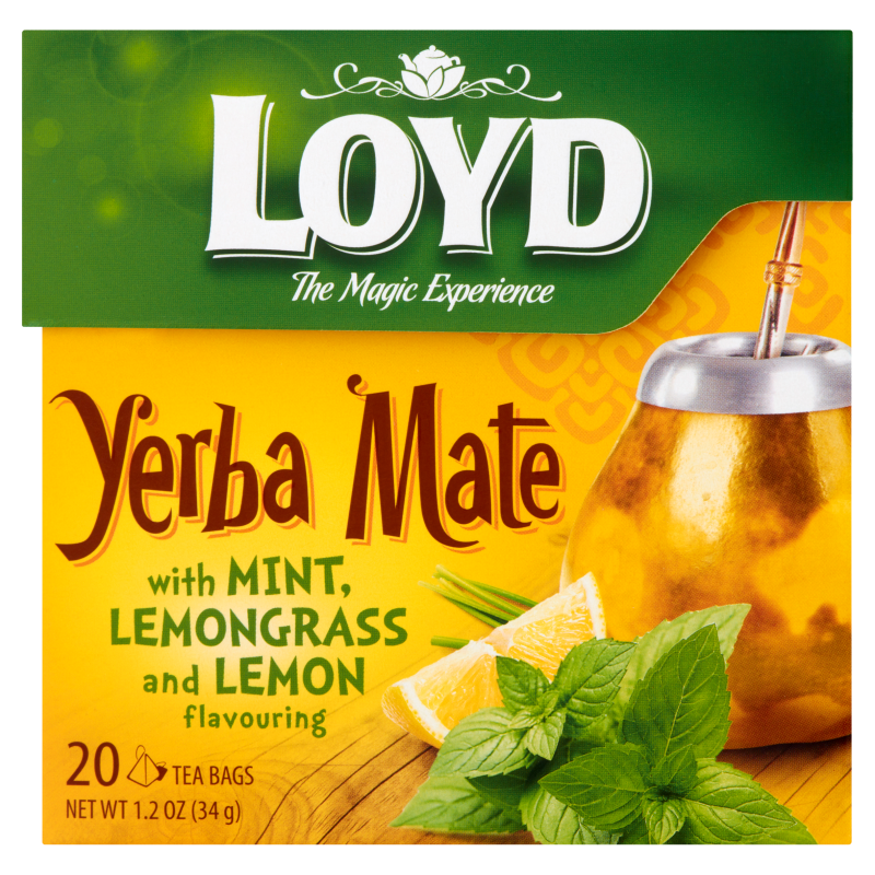 box of Loyd Mint, Lemongrass & Lemon Yerba Mate Tea, 20TB