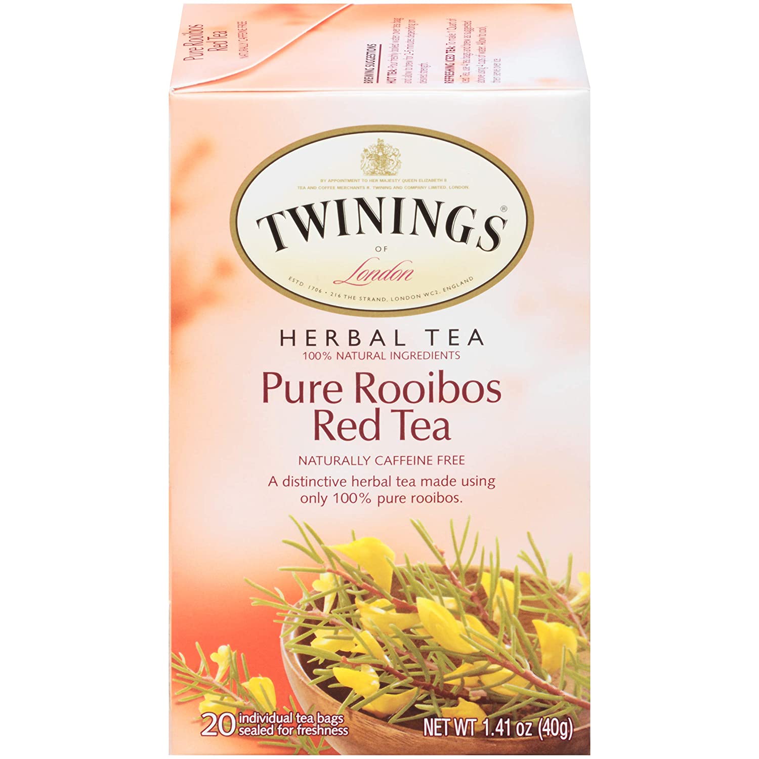 box of Twinings Pure Rooibos Herbal Red Tea, 20TB