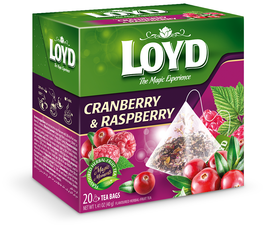 box of Loyd Cranberry & Raspberry Tea, 20TB