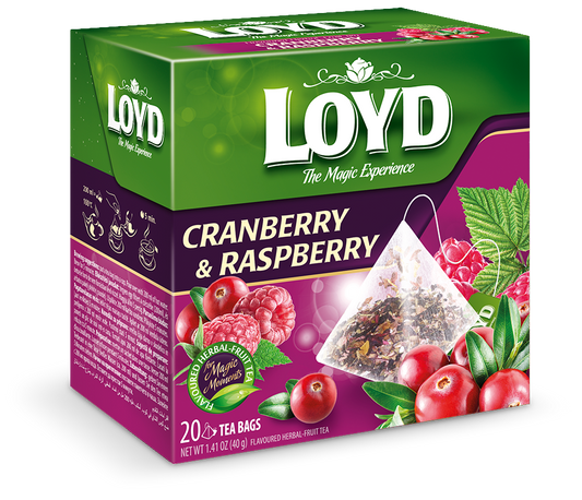 box of Loyd Cranberry & Raspberry Tea, 20TB