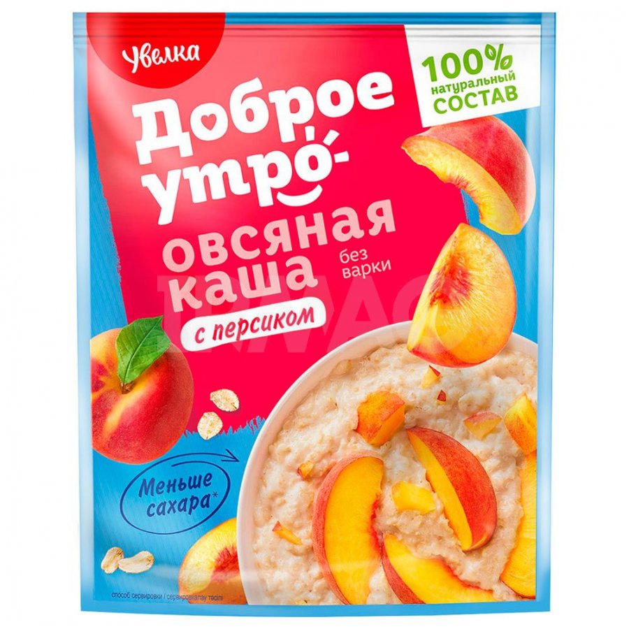 packet of Russian Uvelka Good Morning Oatmeal w/ Peach, 40g