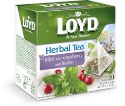 box of Loyd Mint and Cranberry Herbal Tea, 20TB