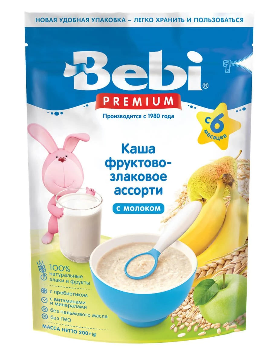 Packet of russian Bebi Porridge Fruit Cereal Assortment, 200g