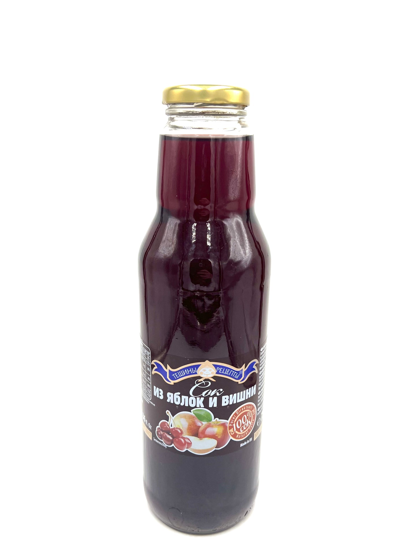 bottle of Teshchiny Retsepty Juice from Apples & Cherries, 0.75L