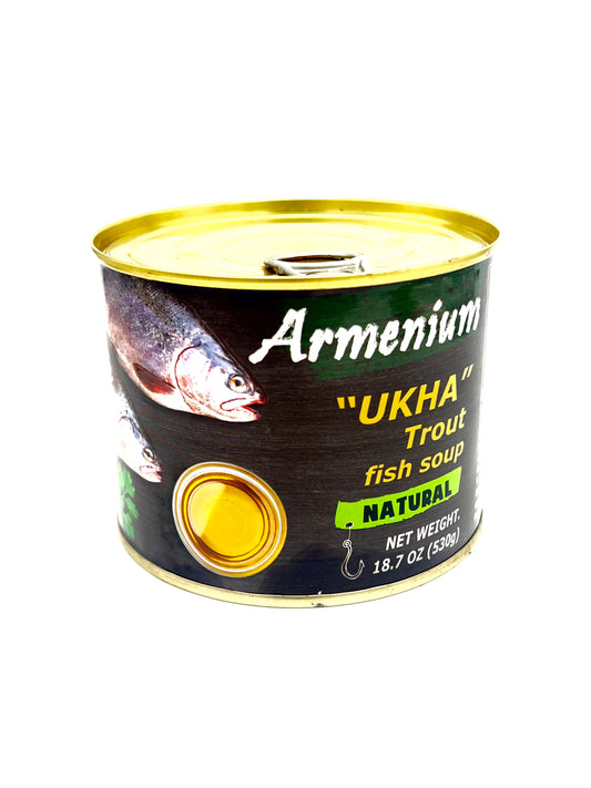 tin of Armenium "Ukha" Trout Fish Soup, 530g