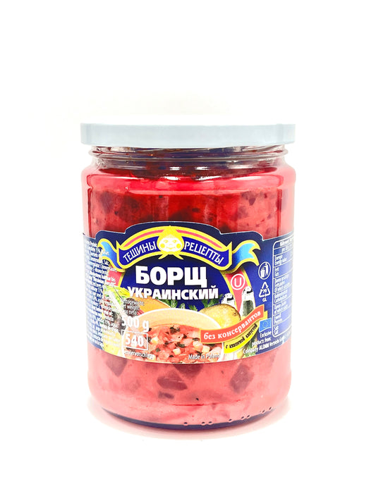 glass jar of Teshchiny Retsepty Ukrainian Borsch, 460g