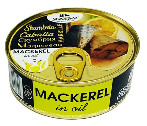 box of Baltic Gold Skumbria Mackerel in Oil, 240g
