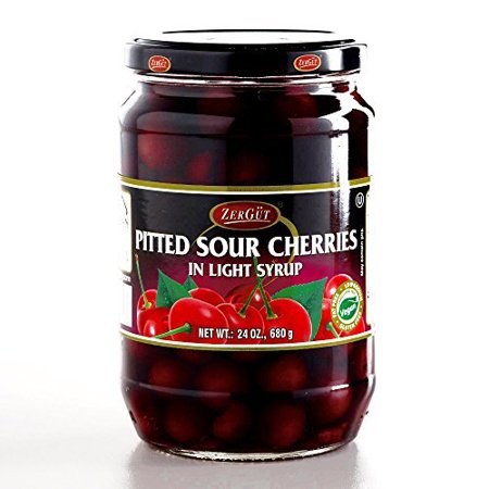 Zergut Pitted Sour Cherries in Light Syrup, 700g jar