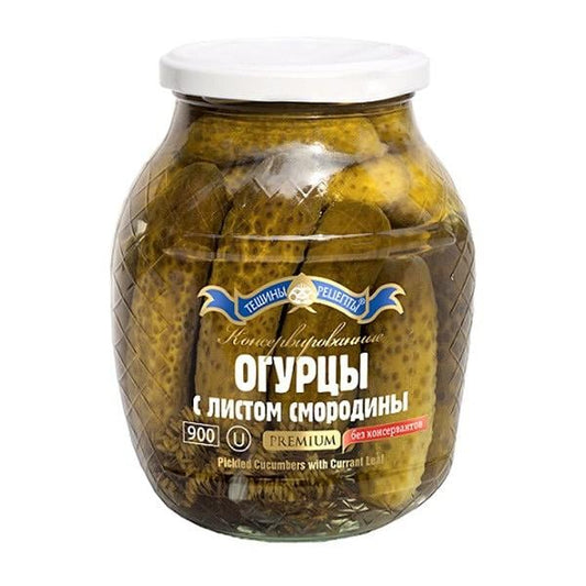 jar of Teshchiny Retsepty Cucumbers w/ Currant Leaf, 900g